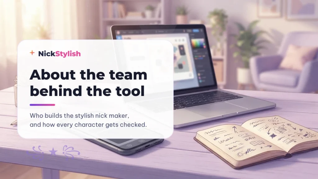 The NickStylish editorial team desk where the stylish nick maker is built and checked
