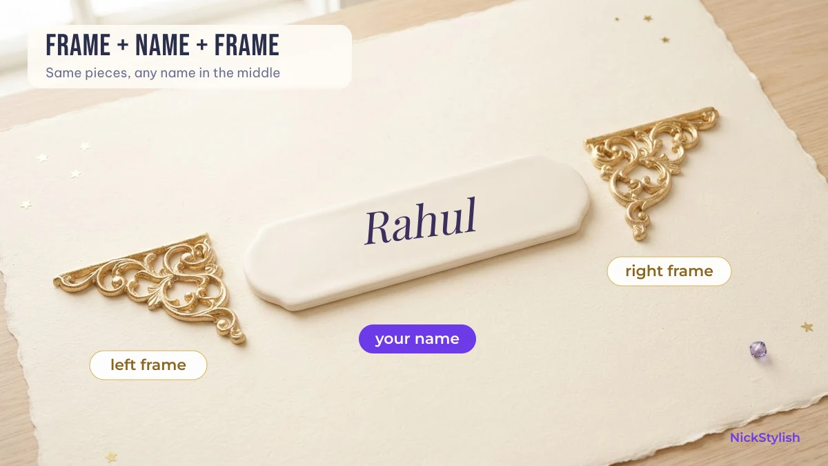 How nick symbols build a name: left frame, the name in the middle, right frame